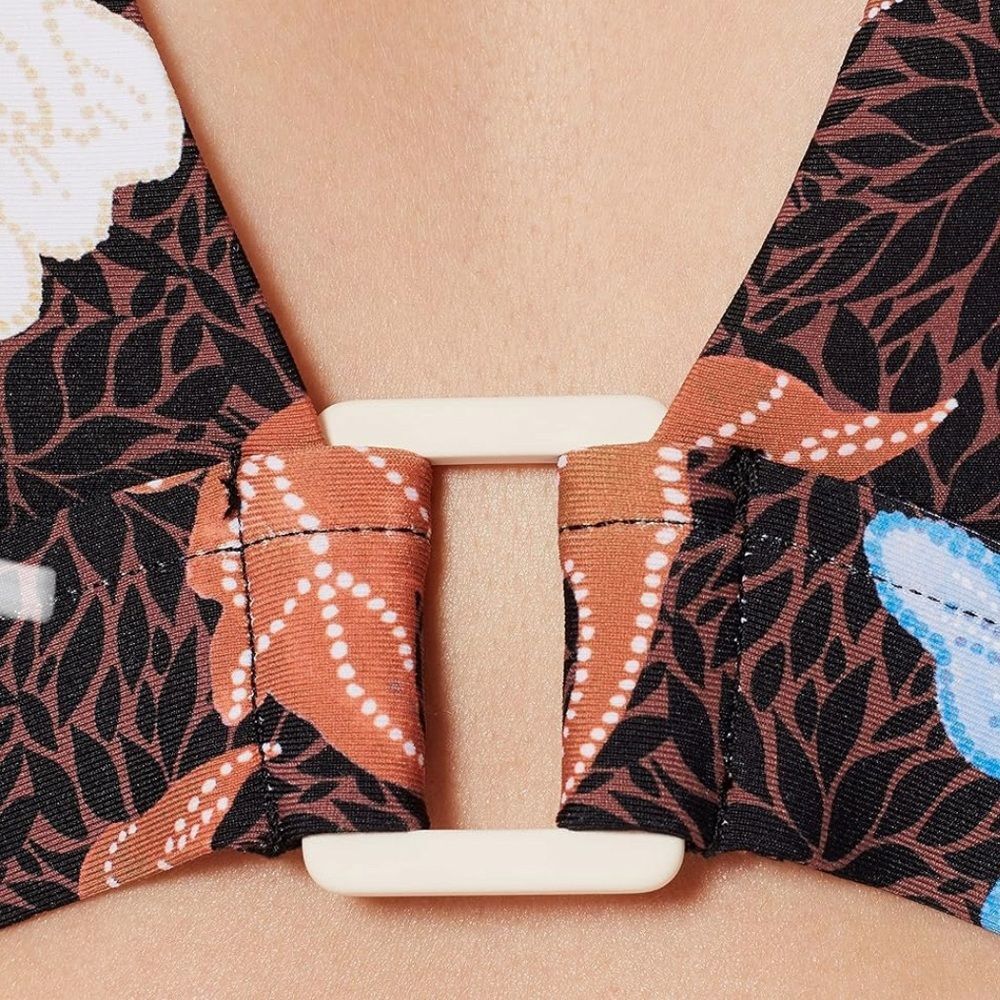 NWT Seafolly Boheme Longline Triangle Bikini Top Size 4 US Black Floral Bohemian - Picture 6 of 14